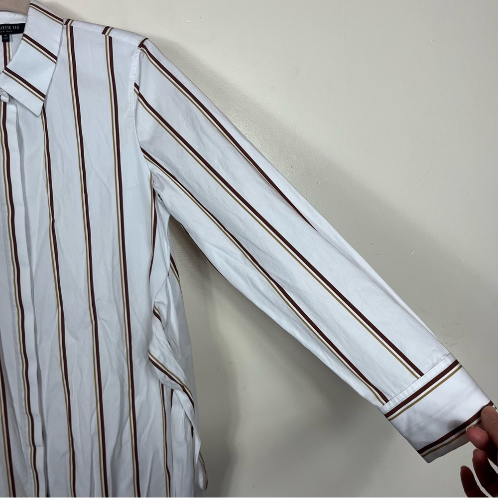 Lafayette 148 Cotton Poplin Button Up Shirt Medium Preppy Academia Career White - Picture 5 of 8